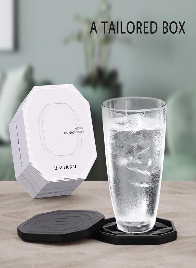 UMIRRO Silicone Cup Coasters for Drinks with Holder, Modern Home Bar or Kitchen Essentials, Black House Decor Gifts, Small Unique Birthday Gift Ideas for Men, Dad, Him, Women, Mom, Her, 4", Set of 6 - Image 4